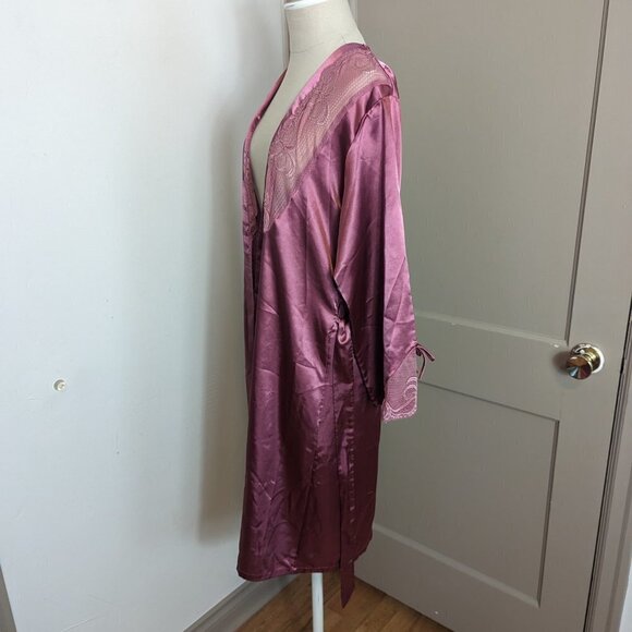 Vintage Robe Satin Lace Loungewear Boho Sash Coastal Grandma Girly Lingerie - Picture 5 of 7